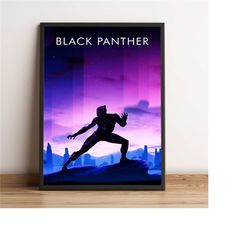 black panther poster, chadwick boseman wall art, movie