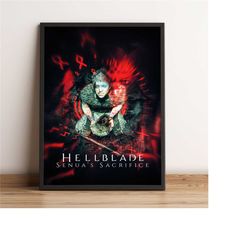 hellblade: senua's sacrifice poster, game wall art, horror