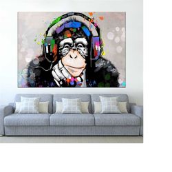 banksy thinking monkey canvas print - banksy monkey