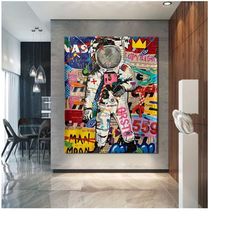 banksy graffiti astronaut canvas print - banksy astronaut