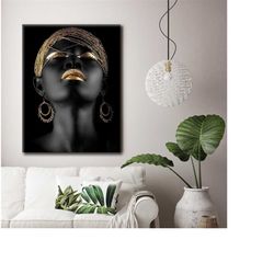 black&gold woman canvas print - african woman art
