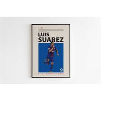 luis suarez poster, barcelona poster minimalist, suarez print