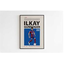 ilkay gundogan poster, barcelona poster, ilkay gundogan print