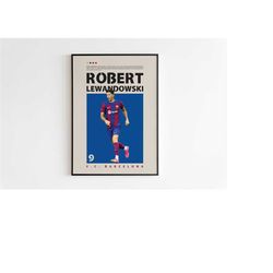 robert lewandowski poster, barcelona poster, roberto lewandowski print