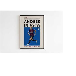 andres iniesta poster, barcelona poster minimalist, andres iniesta