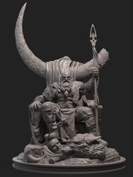 kratos on throne printed statue, kratos on throne figure