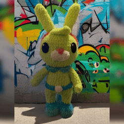 handmade crochet green rabbit toy tweak from octonauts cartoon. perfect gift for fans of the show. cute and cuddly!