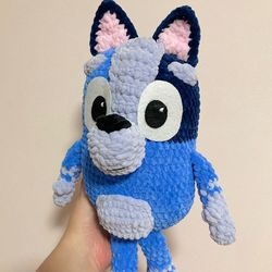 handmade crochet bluey toy socks perfect gift for kids. adorable and cuddly, this unique toy will bring joy to any child