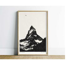 matterhorn printable wall art, switzerland landscape print, digital