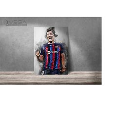 lewandowski poster robert lewandowski print barcelona art print