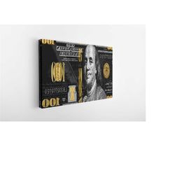 benjamin gold black 100 dollar bill money press