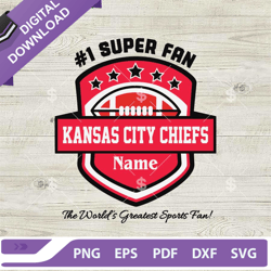 1 superfan kc chiefs custom name svg, kansas city chiefs football svg, nfl football logo ,nfl svg, football svg, super b