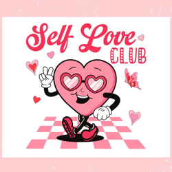 self love club groovy heart valentine svg, valentine svg,valentine day svg,valentine day,happy valentine
