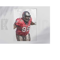 warren sapp tampa bay buccaneers poster/canvas print, watercolor painting football art, office, man cave, bedroom wall d