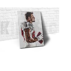 rob gronkowski tampa bay buccaneers poster/canvas print, watercolor painting football art, office, man cave, bedroom wal