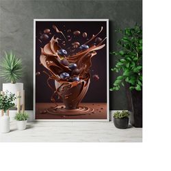 chocolate poster, chocolate gift idea, kitchen deco, food poster, chocolate art print, sweet, milk chocolate canvas , fo