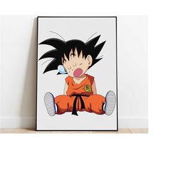 baby goku sleeping dragon ball z japanese cartoon anime manga poster