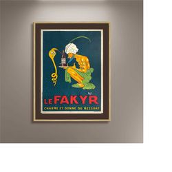 le fakyr vintage poster print framed canvas, alcohol advertising poster, drink poster, bar wall decor, french poster, gi