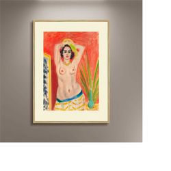 henri matisse naked woman portrait artwork hanging canvas print, modern art, printed canvas, impression art, home decor,