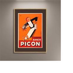 amer picon vintage poster print framed canvas, retro advertising poster, french poster, vintage posters, wall art, gift