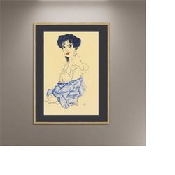 egon schiele poster elisabeth lederer poster print framed canvas, 1920s art decor style, elegant canvas wall art, vintag