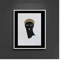 queen of sheba by erte, 1978 poster print framed canvas, erte poster, art decor style, elegant canvas wall art, vintage