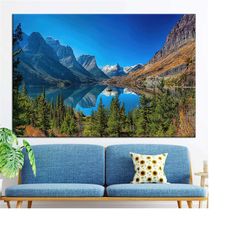 saint mary lake and wild goose island, glacier national park, montana landscape, landscape wall art, mountain landscape,