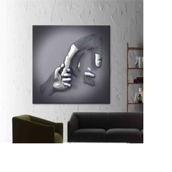 metallic 3d hand canvas, modern poster, contemporary art canvas, 3d metallic canvas art, silver hand art, trendy canvas