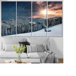 winter wall art, winter canvas, winter poster, sunset wall art, sunset canvas, landscape wall art, forest wall art, natu