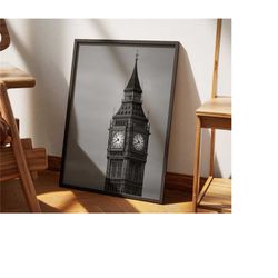 big ben poster | london travel print | architecture art | black and white wall art