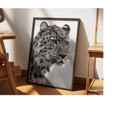 Leopard Poster | Animal Print | Wildlife Wall Art | Black and White Decor