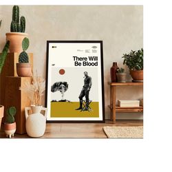 there will be blood poster, there will be blood movie, paul dano film, vintage print, minimalist art, high quality, aest