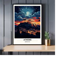 athens print | athens at night travel poster