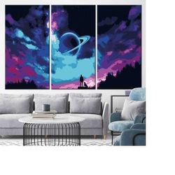 abstract sky wall art, plane illustration print, night sky landscape, modern wall art, abstract landscape, abstract wall