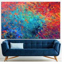 red blue wall art, red canvas, blue wall art, abstract wall art, colorful wall art, abstract canvas, colorful canvas, wa