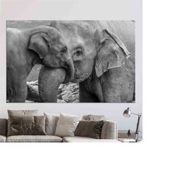 modern wall hanging, elephant baby and mom wall hangings, farmhouse wall art, wall art prints, animal canvas, personaliz