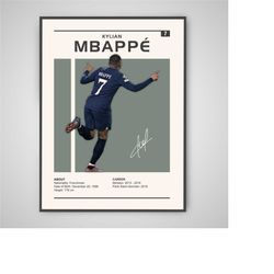 kylian mbapp poster, paris saint germain, soccer gifts, sports poster, football player poster, soccer wall art, sports b