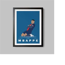 kylian mbappe print, soccer wall art, kylian mbappe poster, mbappe printable, football print, paris saint germain fan gi