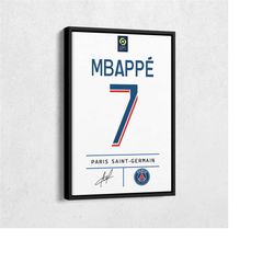 kylian mbappe jersey art psg soccer wall art home decor hand made poster canvas print