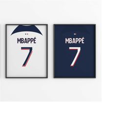 set of 2 kylian mbappe poster | paris-saint germen poster | sports poster | soccer gifts