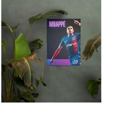 mbappe soccer wall art poster, sports decor, athlete print, football fan gift - matte vertical posters