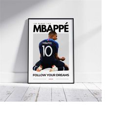 kylian mbappe poster, mbappe france poster, soccer print, football poster, gift for paris saint germain fan, soccer bedr