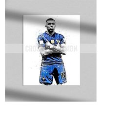 mbappe print kylian mbapp drawing poster, art print, wall art, home decor