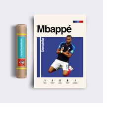 Mbappe Inspired PSG France Fan Poster Football Soccer Sports Wall Art Minimalist Mid-Century Modern Retro Office Decor P
