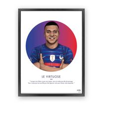 MBapp Poster - Football Illustration - Portrait Kylian MBapp - Digital Print - Quote - Wall Art - Decoration