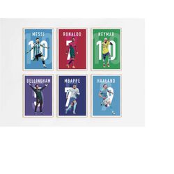 Messi Ronaldo Mbapp Neymar Poster Set World Cup Art, Goats Soccer Poster Set, Football Stars Wall Art, Football Home Dec