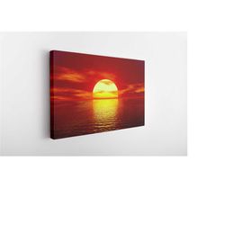 scenic view of sunset ocean, canvas wall art