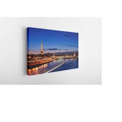 sunset view eiffel tower, canvas wall art print