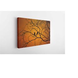 bird couple into the sunset, canvas wall art