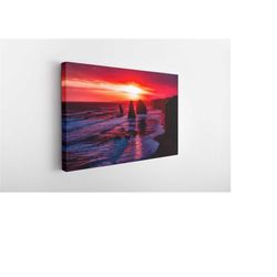 red landscape and rocky sea, canvas wall art